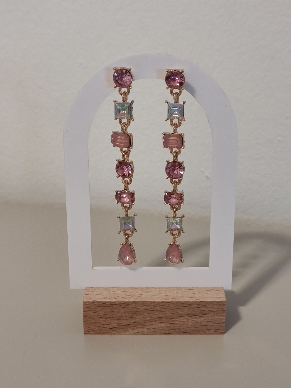 Elegant Pink Crystal Drop Earrings